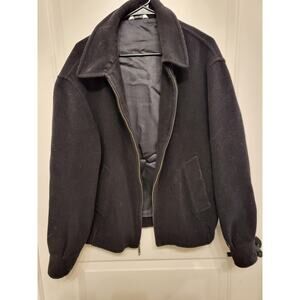 Vintage Joseph & Feiss International Cashmere Blend Bomber Jacket Mens XL Black